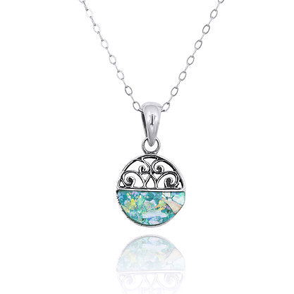 Round Filigree Style Roman Glass Pendant